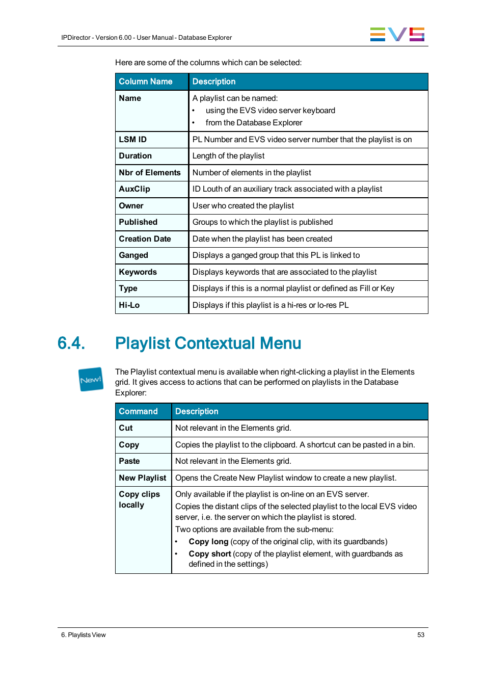 Playlist contextual menu | EVS IPDirector Version 6.0 - November 2012 Part 3 User's Manual User Manual | Page 65 / 128