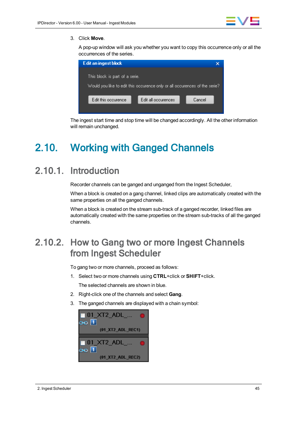 Working with ganged channels, Introduction | EVS IPDirector Version 6.0 - November 2012 Part 4 User's Manual User Manual | Page 55 / 82