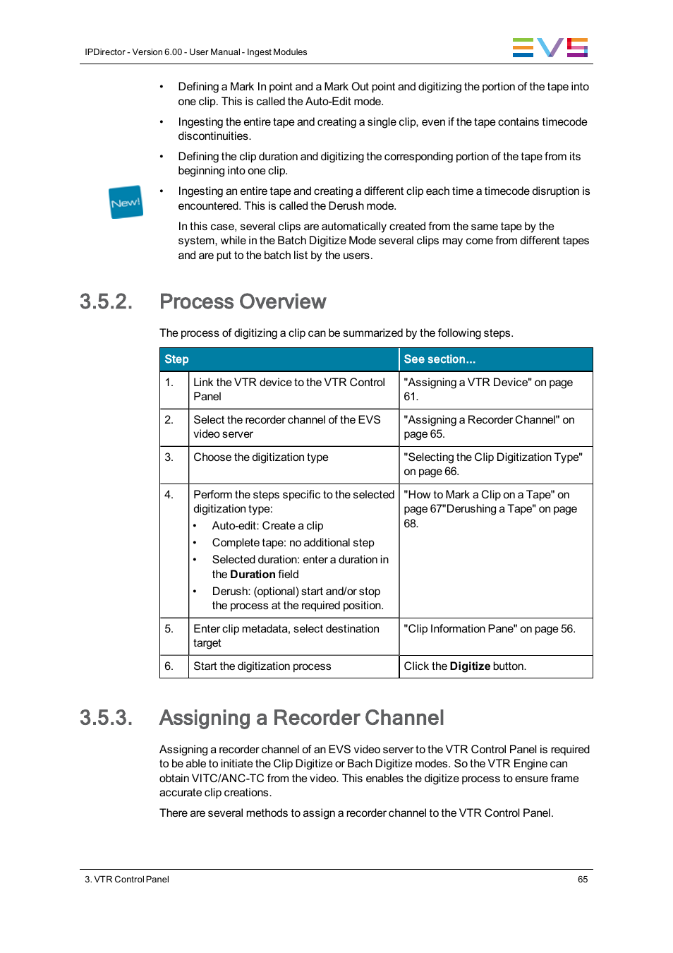 Process overview, Assigning a recorder channel | EVS IPDirector Version 6.0 - November 2012 Part 4 User's Manual User Manual | Page 75 / 82