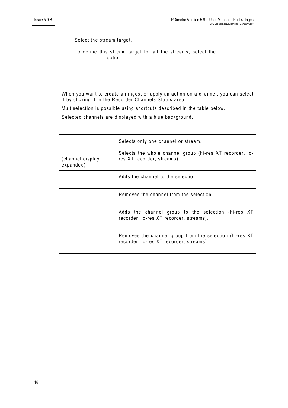 2 channel selection, Channel selection, Hannel | Election | EVS IPDirector Version 5.9 - January 2011 Part 4 User’s Manual User Manual | Page 27 / 81