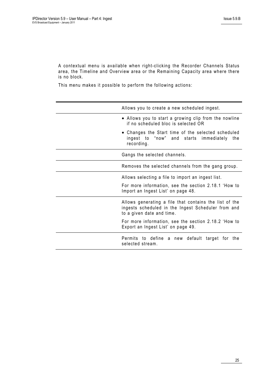 7 contextual menu, Contextual menu | EVS IPDirector Version 5.9 - January 2011 Part 4 User’s Manual User Manual | Page 36 / 81