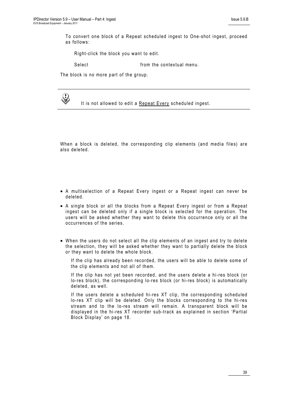 12 deleting a scheduled ingest, 1 rules and limitations for deleting an ingest, Deleting a scheduled ingest | Rules and limitations for deleting an ingest, Ules and, Imitations for, Eleting an, Ngest | EVS IPDirector Version 5.9 - January 2011 Part 4 User’s Manual User Manual | Page 50 / 81