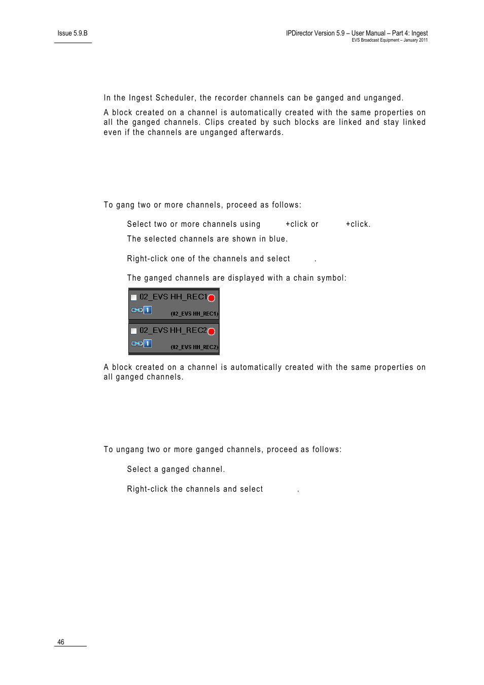 16 working with ganged channels, Working with ganged channels | EVS IPDirector Version 5.9 - January 2011 Part 4 User’s Manual User Manual | Page 57 / 81