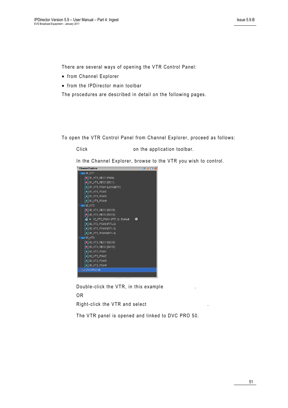 2 opening the vtr control panel | EVS IPDirector Version 5.9 - January 2011 Part 4 User’s Manual User Manual | Page 62 / 81