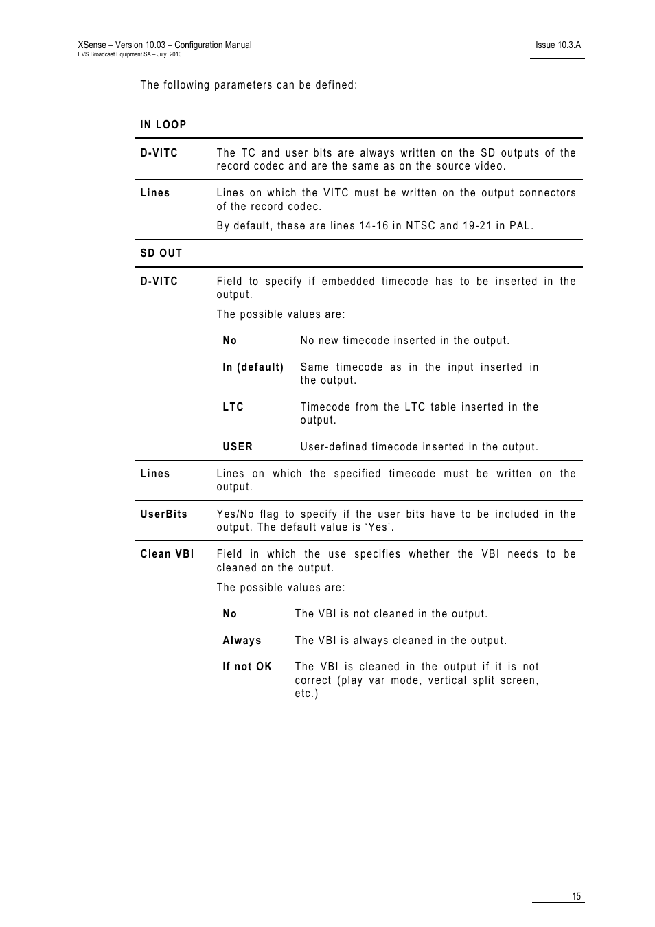 EVS XSense Version 10.03 - July 2010 Configuration Manual User Manual | Page 22 / 90