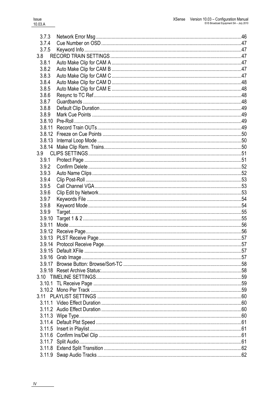 EVS XSense Version 10.03 - July 2010 Configuration Manual User Manual | Page 5 / 90