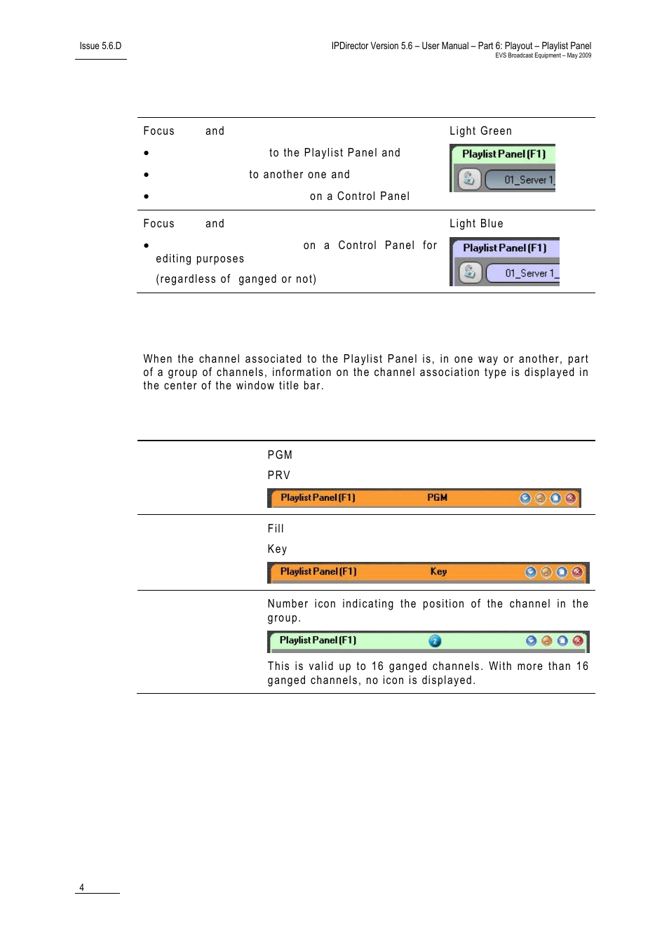Display gang mode of the channel | EVS IPDirector Version 5.6 - May 2009 Part 6 User's Manual User Manual | Page 13 / 157