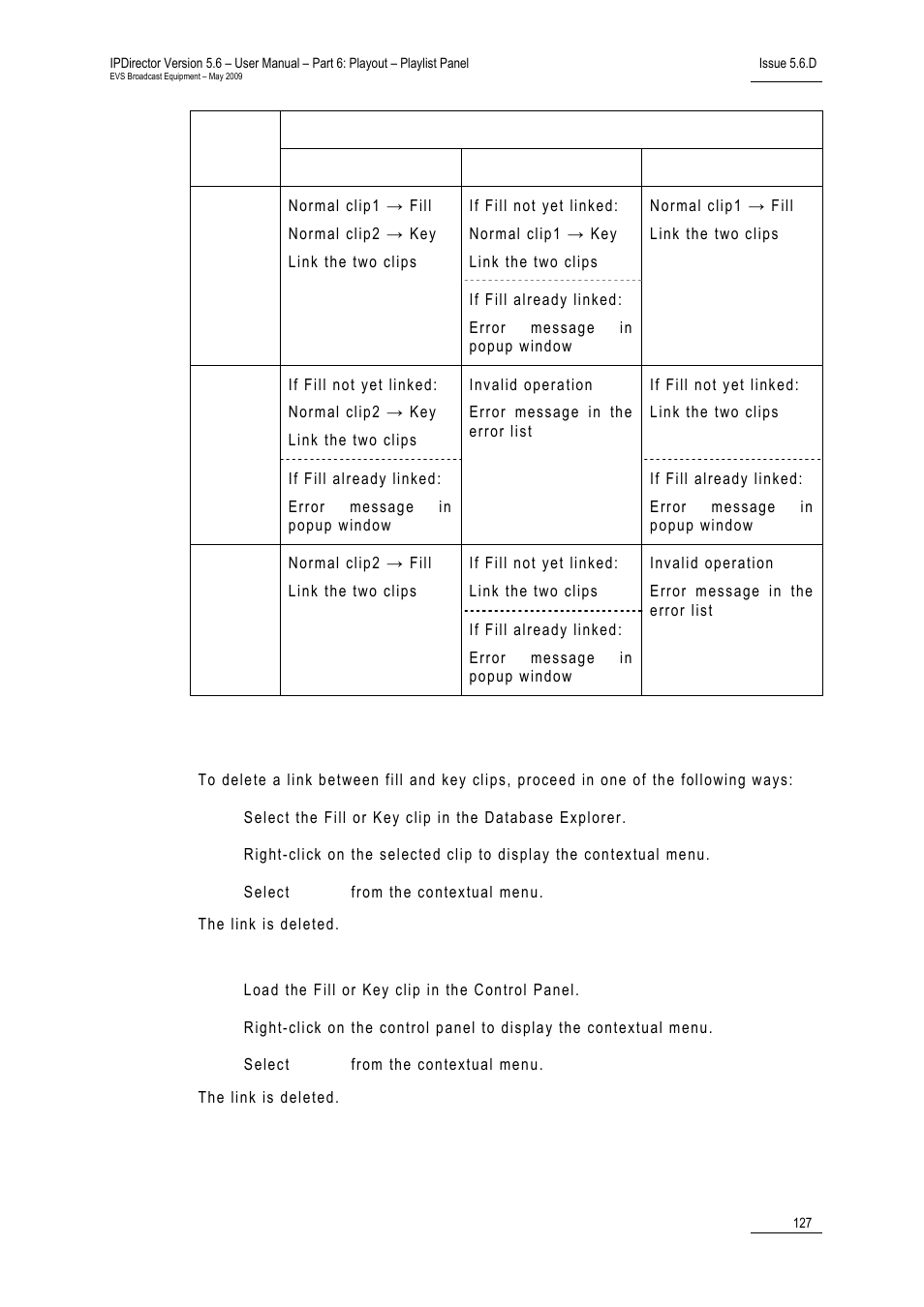 How to disassociate fill and key links, 2 fill and key clips, 1 introduction | 2 define clips as fill and key | EVS IPDirector Version 5.6 - May 2009 Part 6 User's Manual User Manual | Page 136 / 157