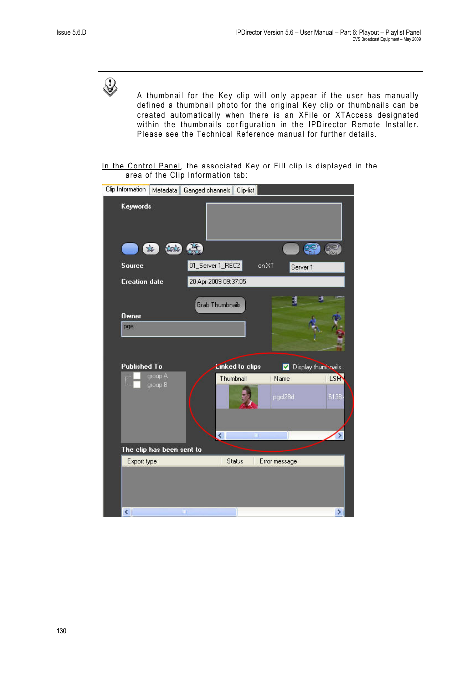 EVS IPDirector Version 5.6 - May 2009 Part 6 User's Manual User Manual | Page 139 / 157