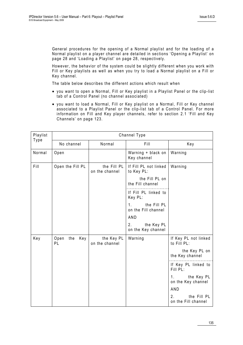 Opening and loading a fill or key playlist | EVS IPDirector Version 5.6 - May 2009 Part 6 User's Manual User Manual | Page 144 / 157