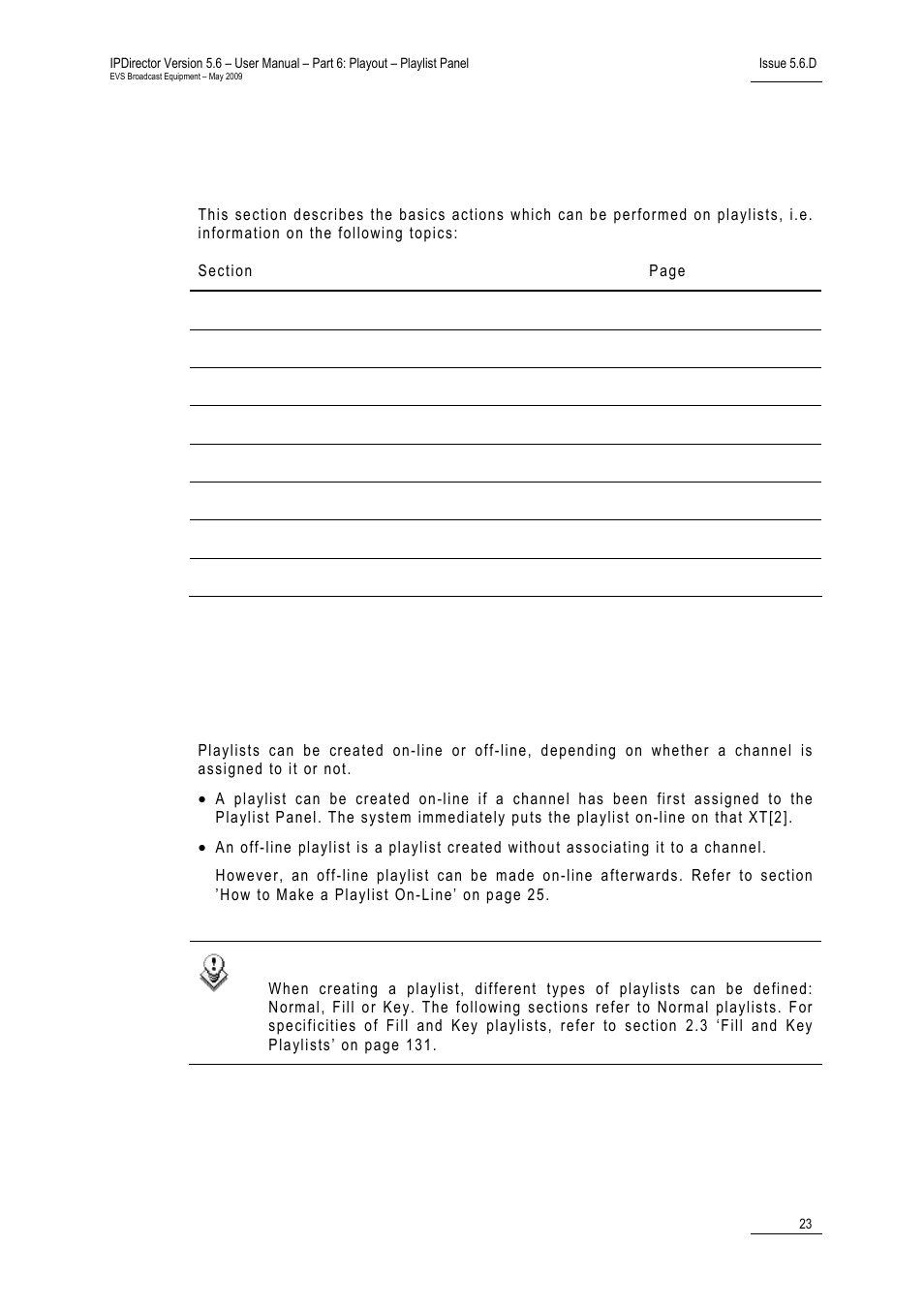 4 playlist management, 1 creating playlists, Introduction | Reating, Laylists | EVS IPDirector Version 5.6 - May 2009 Part 6 User's Manual User Manual | Page 32 / 157