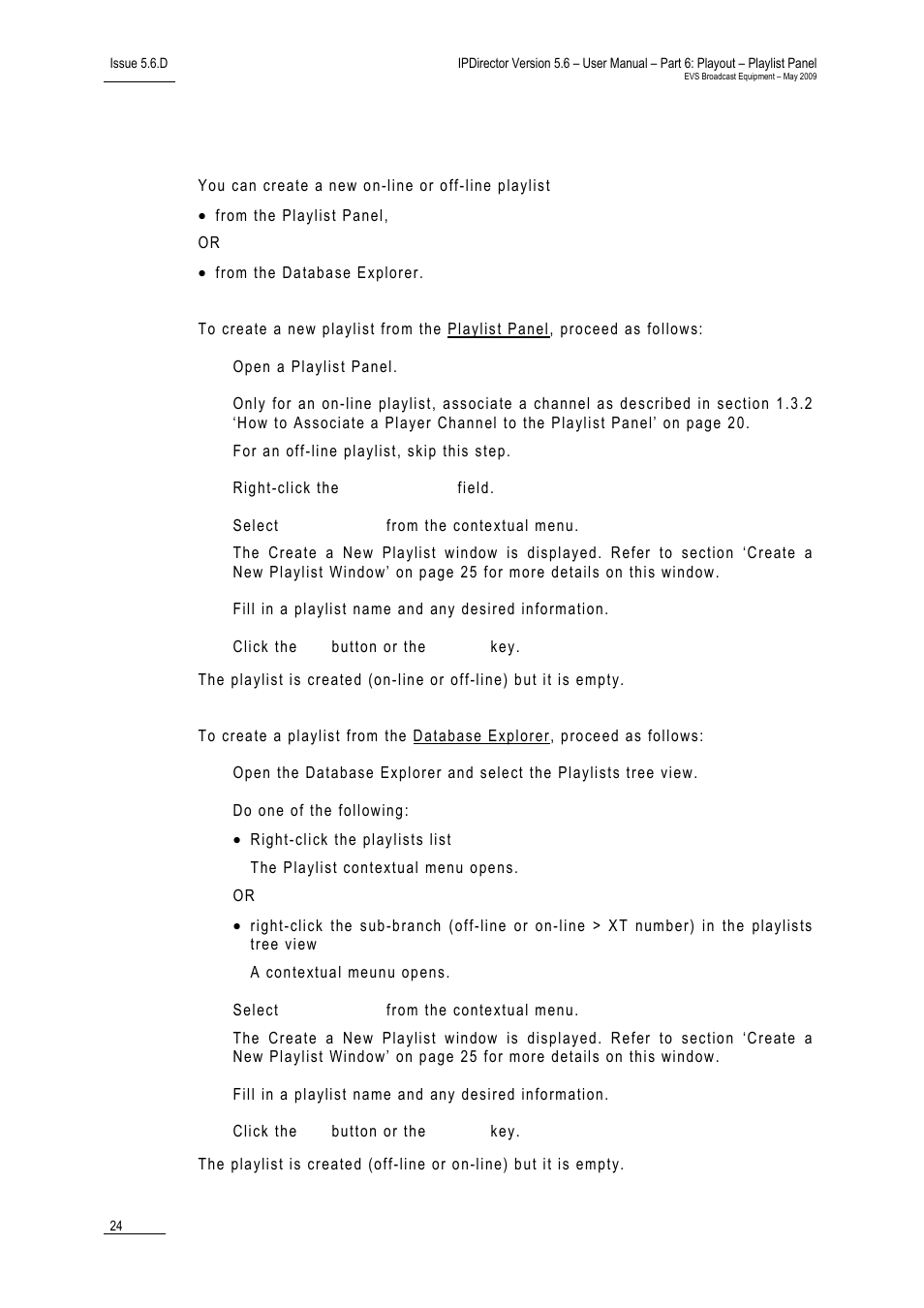 How to create a new playlist | EVS IPDirector Version 5.6 - May 2009 Part 6 User's Manual User Manual | Page 33 / 157
