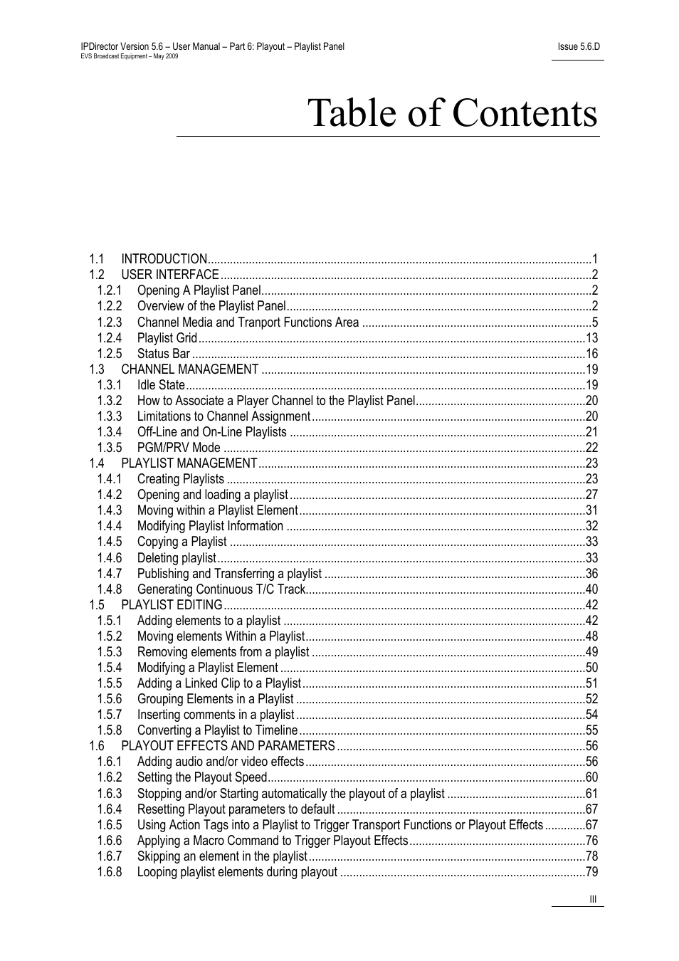 EVS IPDirector Version 5.6 - May 2009 Part 6 User's Manual User Manual | Page 4 / 157