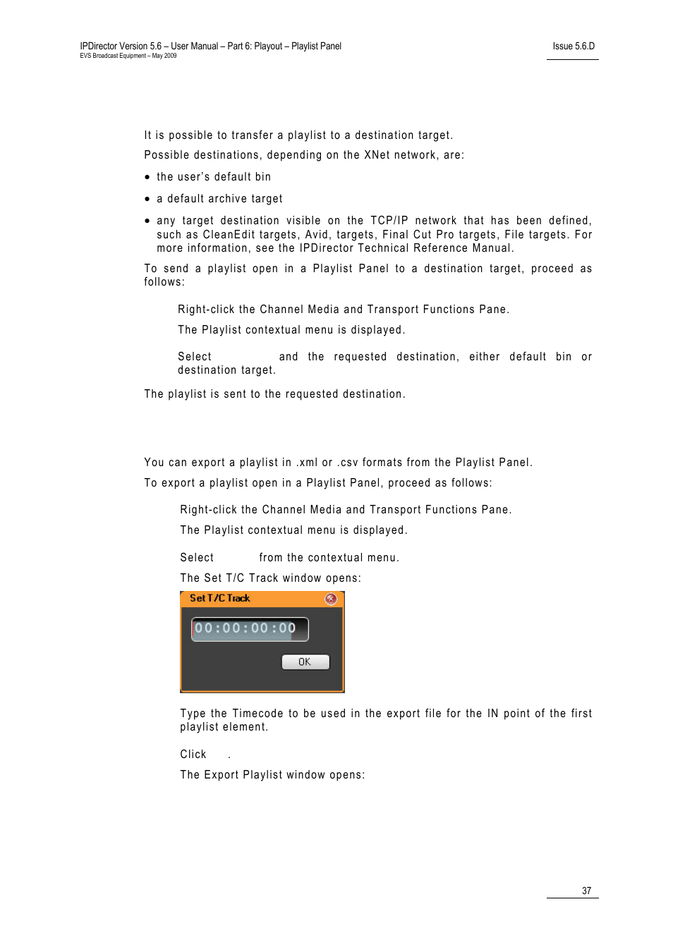 How to send a playlist to an external destination, How to export a playlist | EVS IPDirector Version 5.6 - May 2009 Part 6 User's Manual User Manual | Page 46 / 157