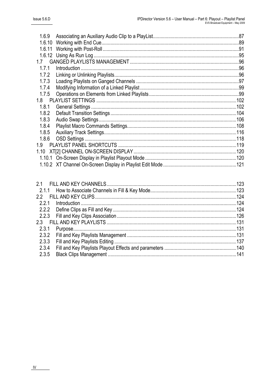 Fill and key, Regional contacts | EVS IPDirector Version 5.6 - May 2009 Part 6 User's Manual User Manual | Page 5 / 157