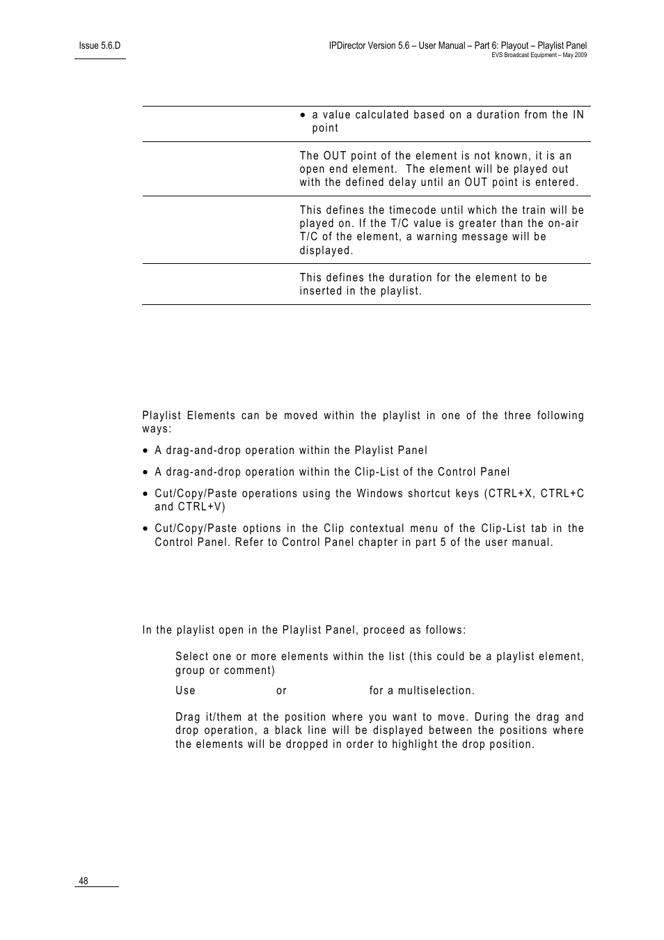 2 moving elements within a playlist, Possible operations, 2 ‘moving elements within a playlist | Oving elements, Ithin a, Laylist | EVS IPDirector Version 5.6 - May 2009 Part 6 User's Manual User Manual | Page 57 / 157