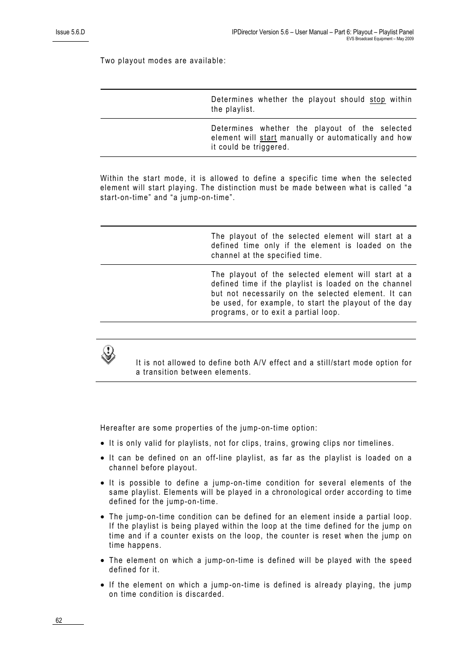 Jump on time characteristics | EVS IPDirector Version 5.6 - May 2009 Part 6 User's Manual User Manual | Page 71 / 157