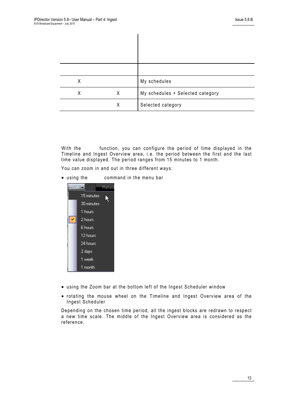 4 zoom options, Zoom options, Ptions | EVS IPDirector Version 5.8 - July 2010 Part 4 User's Manual User Manual | Page 24 / 81