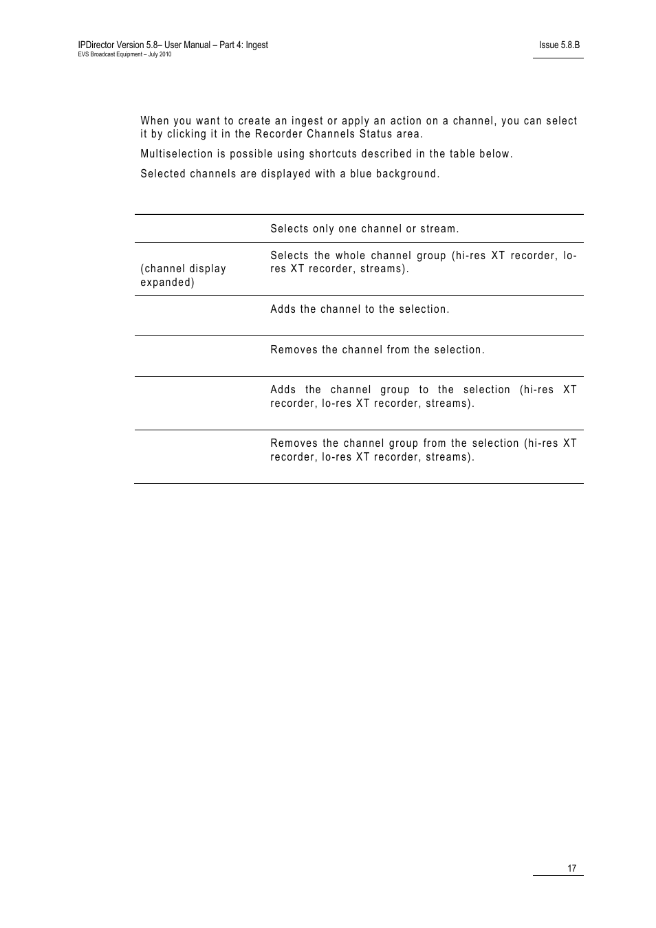 2 channel selection, Channel selection, Hannel | Election | EVS IPDirector Version 5.8 - July 2010 Part 4 User's Manual User Manual | Page 28 / 81