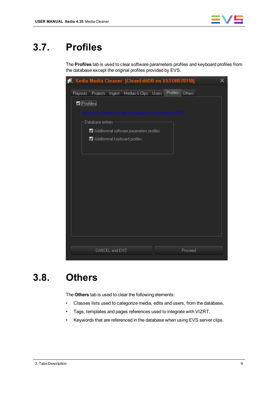 Profiles, Others | EVS XEDIO Media Cleaner Version 4.35 - August 2013 User Manual User Manual | Page 17 / 22