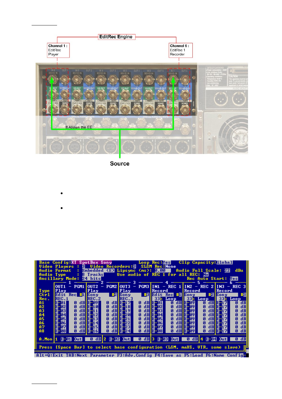 Audio connections, 2 evs menu configuration, Evs menu configuration | 2 evs, Onfiguration | EVS EditRec Version 2.8 - July 2010 User’s Manual User Manual | Page 7 / 23