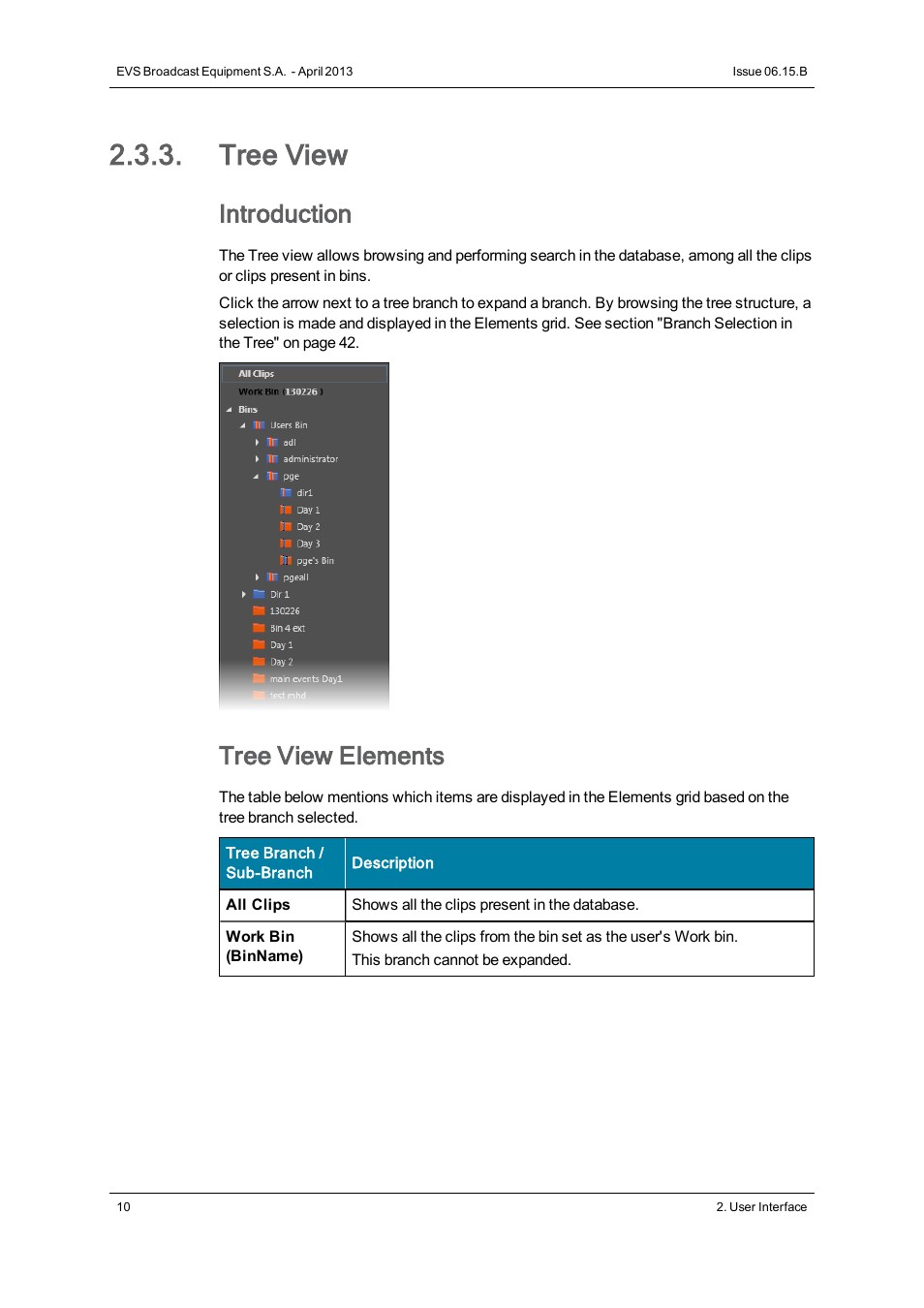 Tree view, Introduction, Tree view elements | EVS IPClipLogger Version 6.15 - April 2013 User Manual User Manual | Page 18 / 96