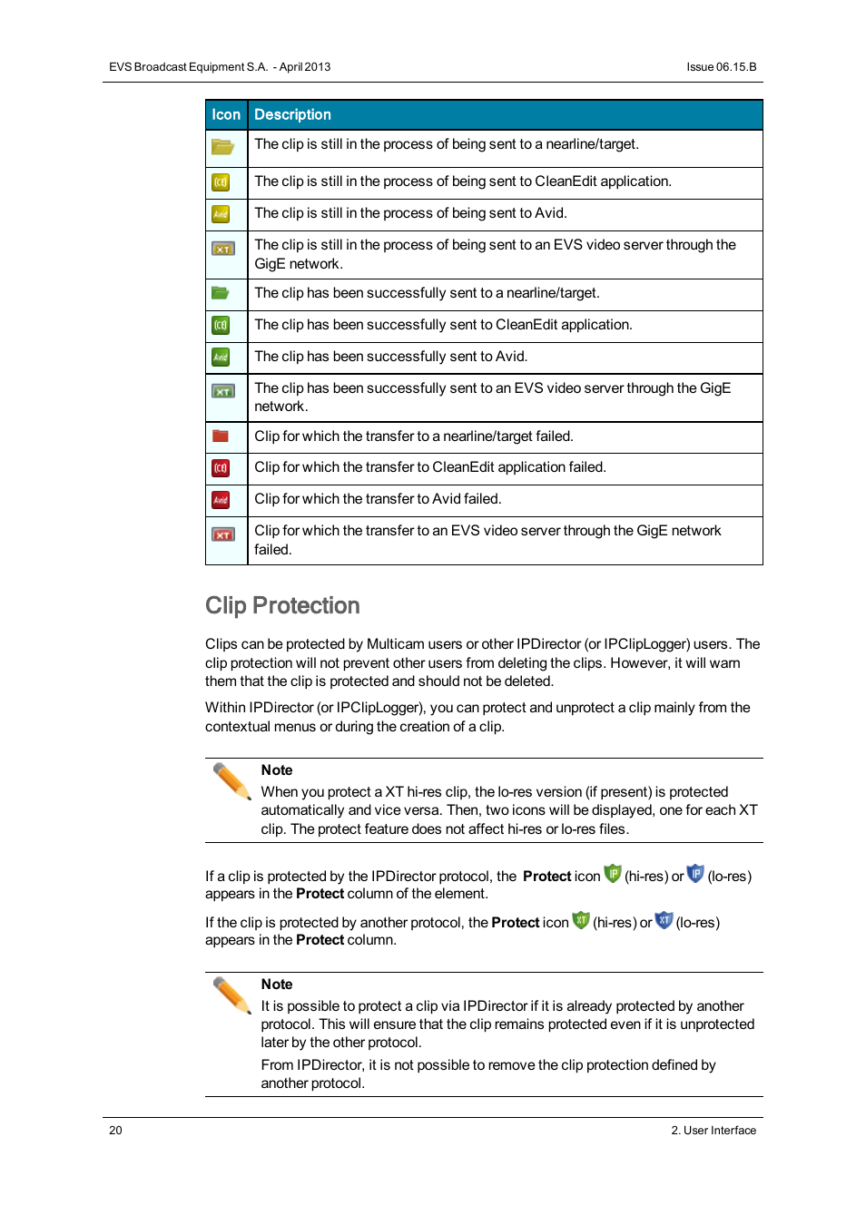 Clip protection | EVS IPClipLogger Version 6.15 - April 2013 User Manual User Manual | Page 28 / 96