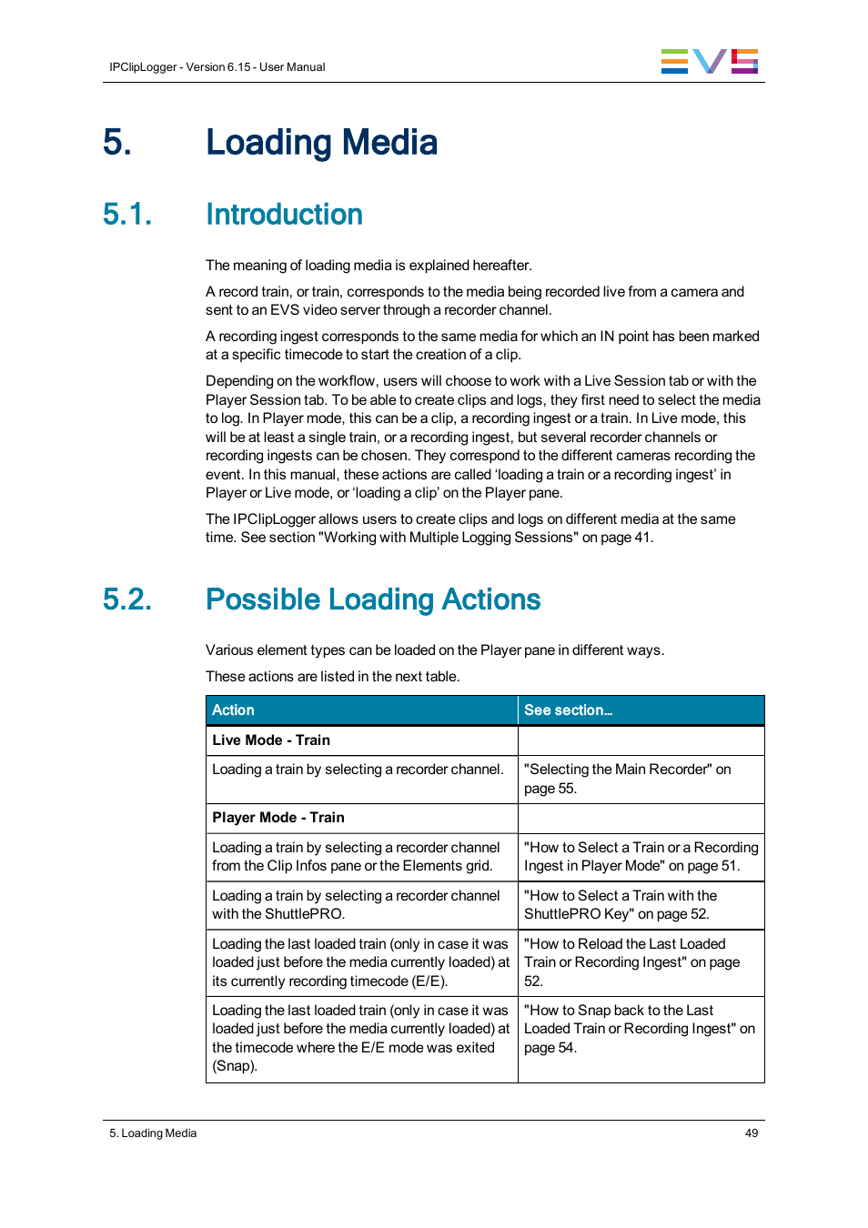 Loading media, Introduction, Possible loading actions | EVS IPClipLogger Version 6.15 - April 2013 User Manual User Manual | Page 57 / 96