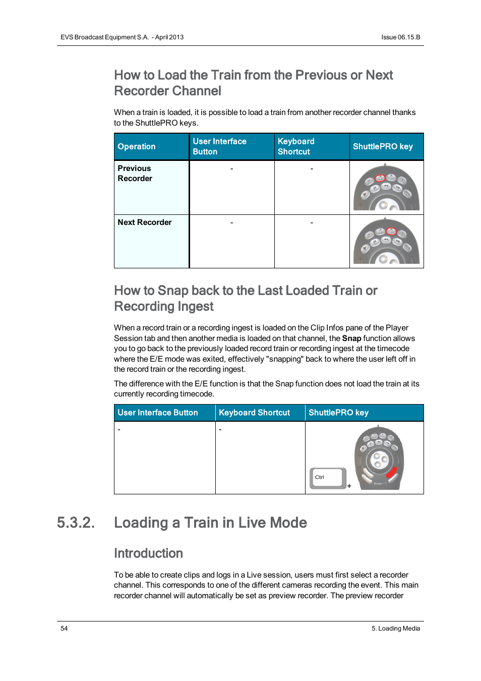 Loading a train in live mode, Introduction | EVS IPClipLogger Version 6.15 - April 2013 User Manual User Manual | Page 62 / 96