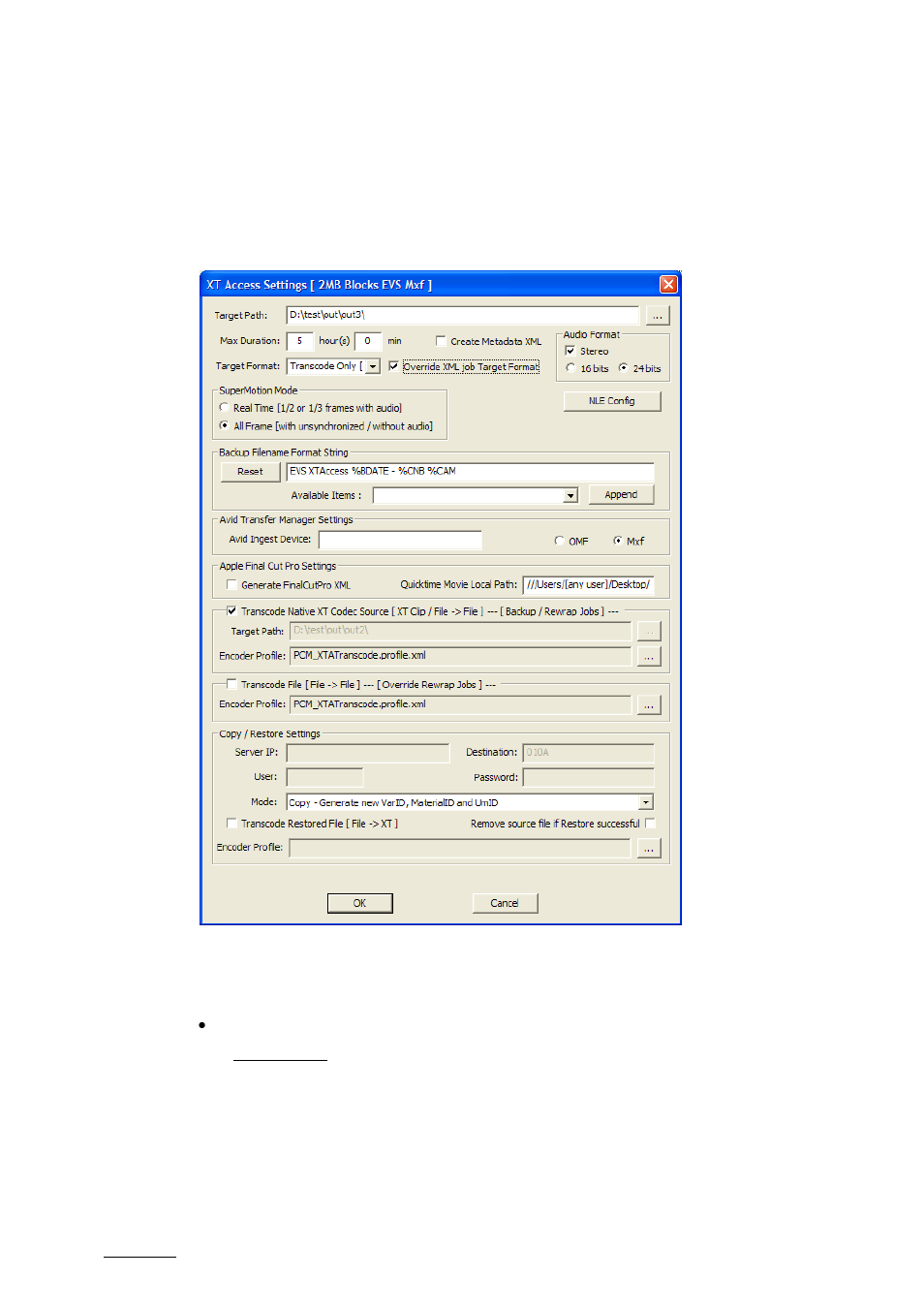 4 local xtaccess settings (non xml), 1 mxf op-1a, 2 avid mxf opatom | Local xtaccess settings (non xml), Mxf op-1a, Avid mxf opatom, 1 mxf, Op-1 | EVS XTAccess Version 1.10 - July 2009 User Manual User Manual | Page 85 / 119