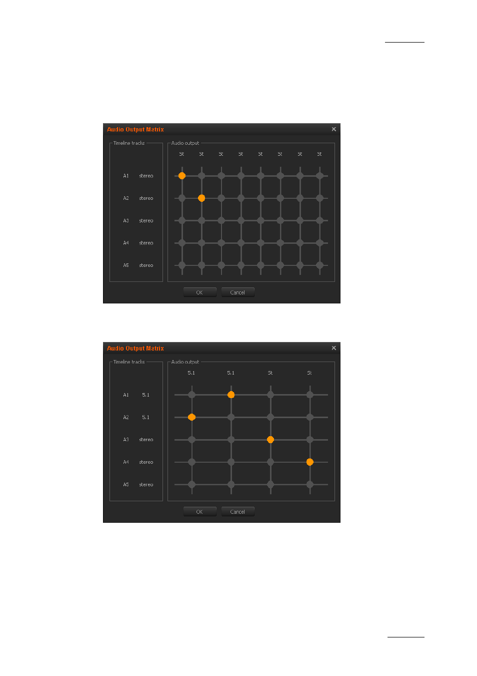 Possible matrix displays, Stereo to stereo, 1 to 5.1 | EVS XEDIO CleanEdit Version 3.1 - January 2011 User Manual User Manual | Page 104 / 222