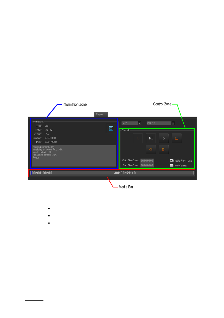 3 playout tab, Overview, Information zone | Playout tab, 3 ‘playout tab, Layout | EVS XEDIO CleanEdit Version 3.1 - January 2011 User Manual User Manual | Page 207 / 222