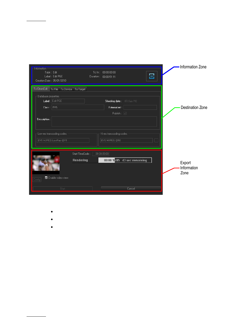 3 export tab, Overview, Information zone | Export tab, Xport | EVS XEDIO CleanEdit Version 3.1 - January 2011 User Manual User Manual | Page 211 / 222