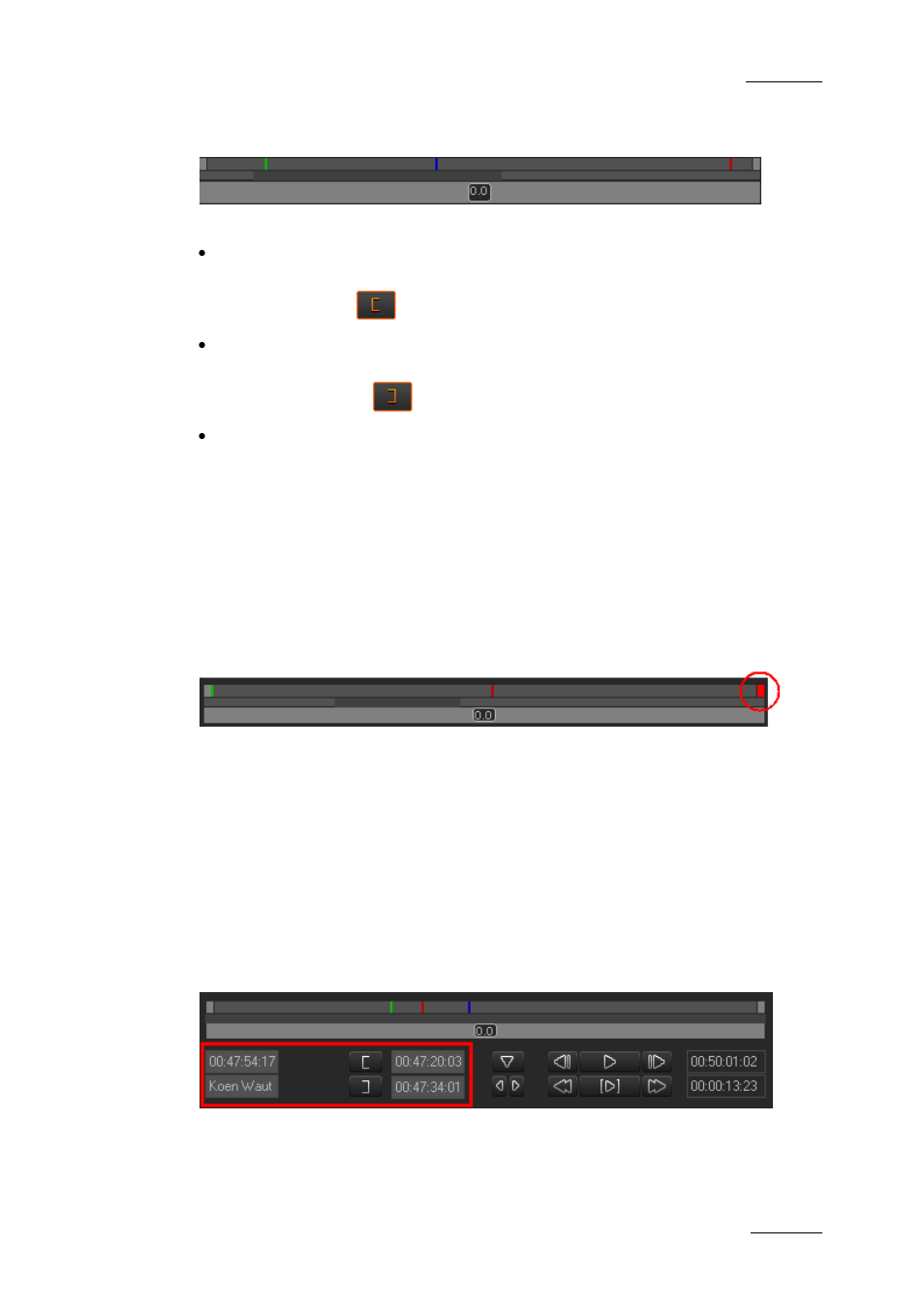Nowline, mark in and mark out, 7 creating and working with clips in the player, Clip creation fields | Creating and working with clips in the player, 7 ‘creating and working with clips in the player, Reating and, Orking with, Lips in the, Layer | EVS XEDIO CleanEdit Version 3.1 - January 2011 User Manual User Manual | Page 72 / 222