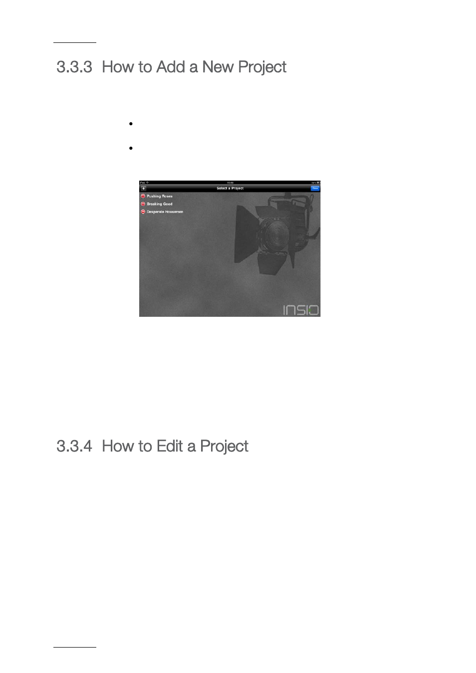 3 xe "project:add" how to add a new project, 4 xe "project:edit name" how to edit a project, How to add a new project | How to edit a project, 3 how to add a new project, 4 how to edit a project | EVS ProNotes Version 1.0 - January 2012 User Manual | Page 20 / 97