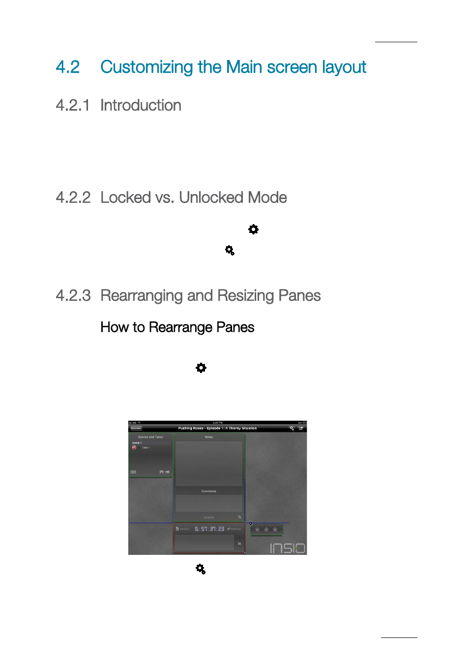 Xe "take rating pane" take rating pane, Xe "keyword grid" keyword grids, 2 customizing the main screen layout | 1 introduction, 3 rearranging and resizing panes, Customizing the main screen layout, Introduction, Locked vs. unlocked mode, Rearranging and resizing panes, 2 locked vs. unlocked mode | EVS ProNotes Version 1.0 - January 2012 User Manual | Page 35 / 97