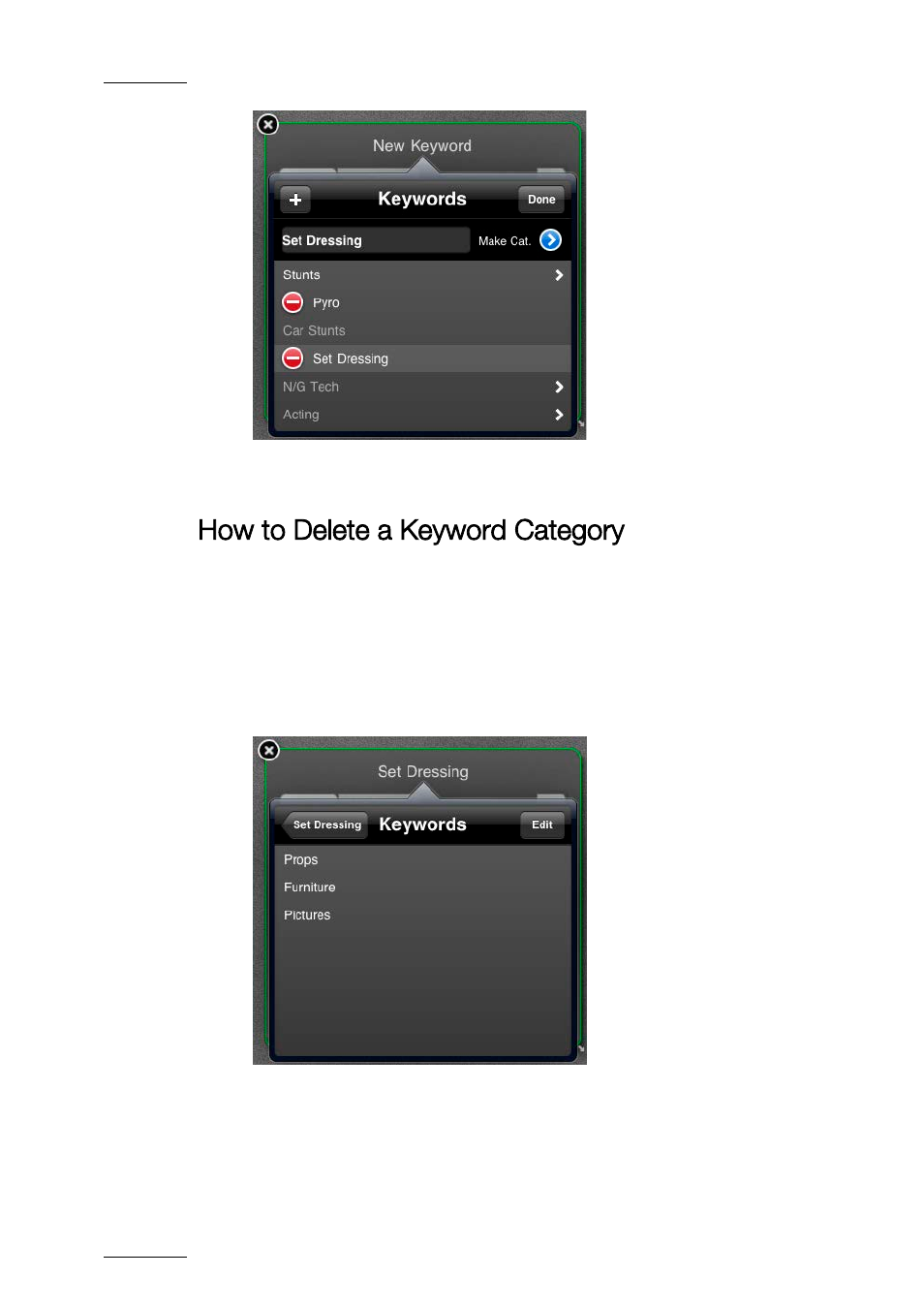 How to delete a keyword category | EVS ProNotes Version 1.0 - January 2012 User Manual | Page 54 / 97