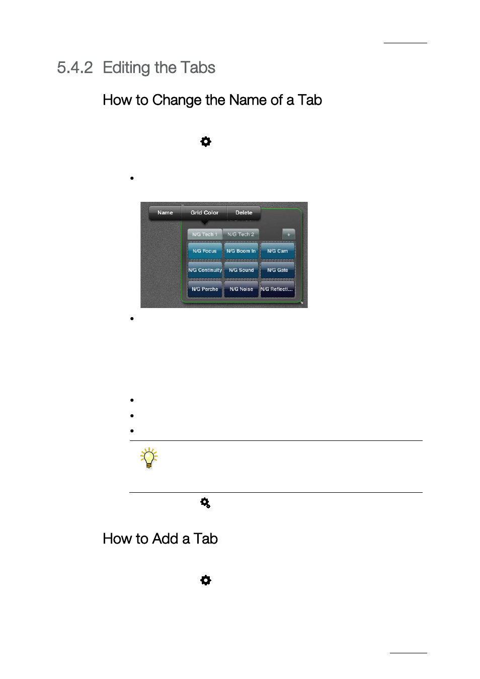2 editing the tabs, Editing the tabs, How to change the name of a tab | How to add a tab | EVS ProNotes Version 1.0 - January 2012 User Manual | Page 61 / 97
