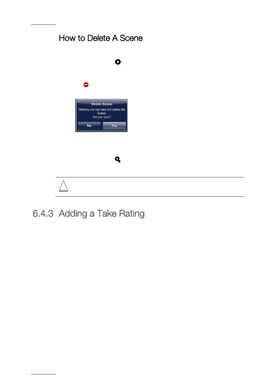 Xe "take:delete" how to delete a take, Adding a take rating, 3 adding a take rating | How to delete a scene | EVS ProNotes Version 1.0 - January 2012 User Manual | Page 84 / 97