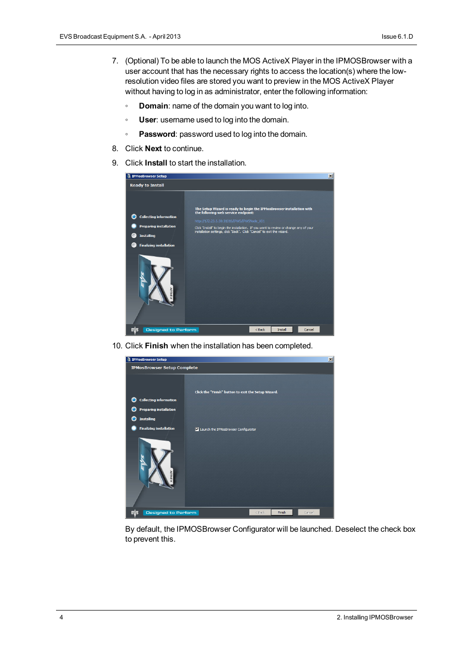 EVS IPMOSBrowser Version 6.10.90 - April 2013 User's Manual User Manual | Page 10 / 65