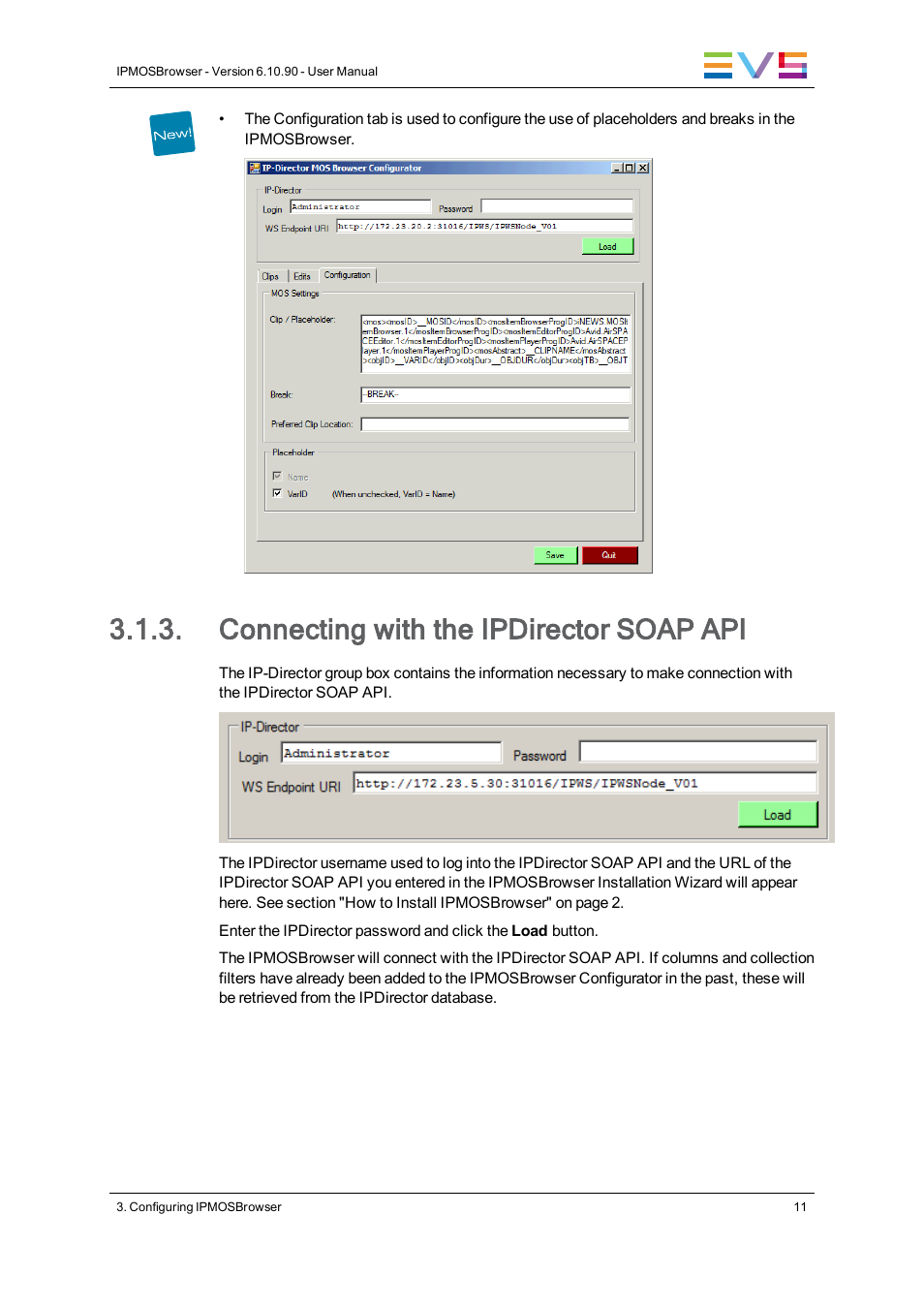 Connecting with the ipdirector soap api | EVS IPMOSBrowser Version 6.10.90 - April 2013 User's Manual User Manual | Page 17 / 65