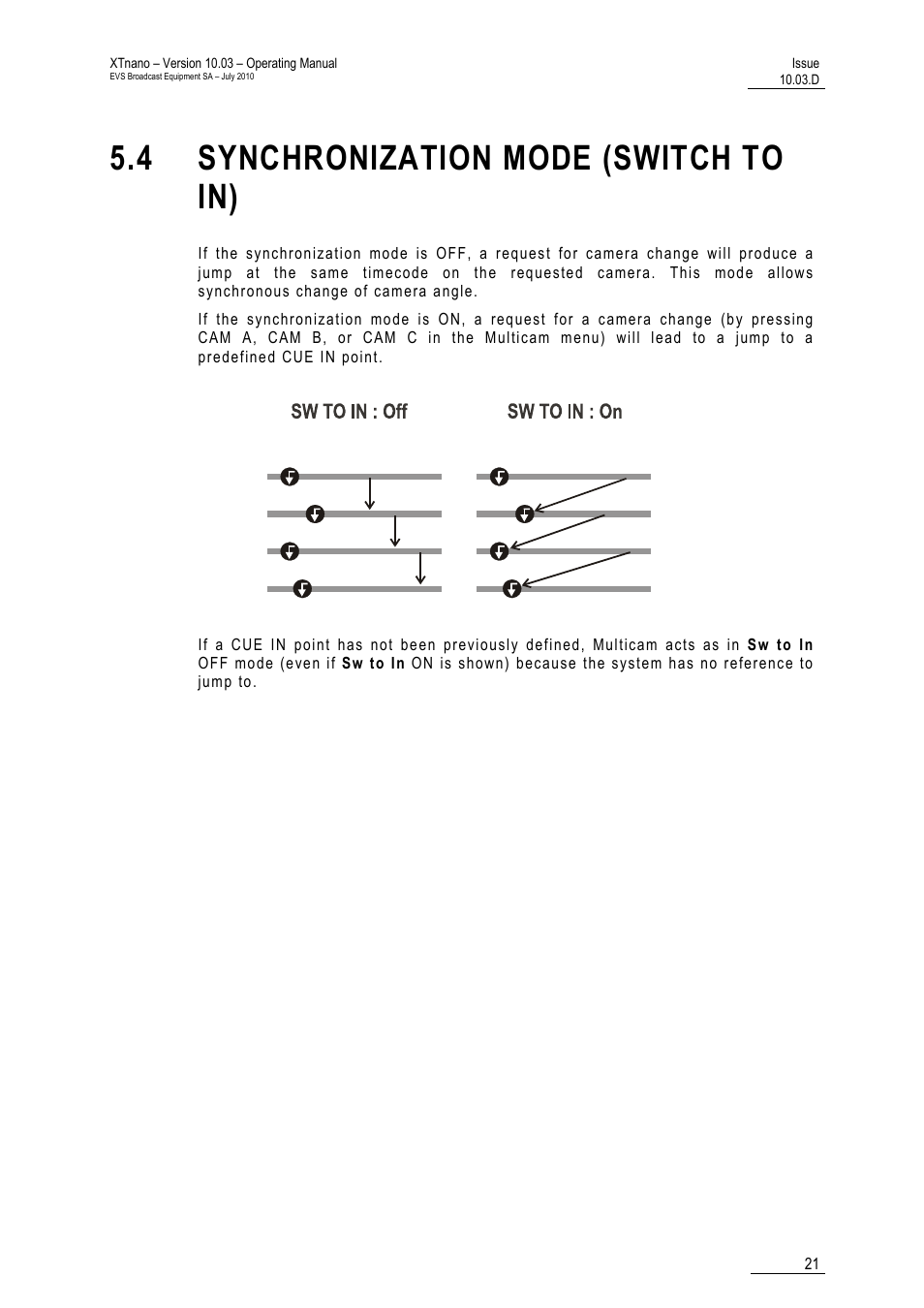 4 synchronization mode (switch to in) | EVS XTnano Version 10.03 - July 2010 Operation Manual User Manual | Page 28 / 100