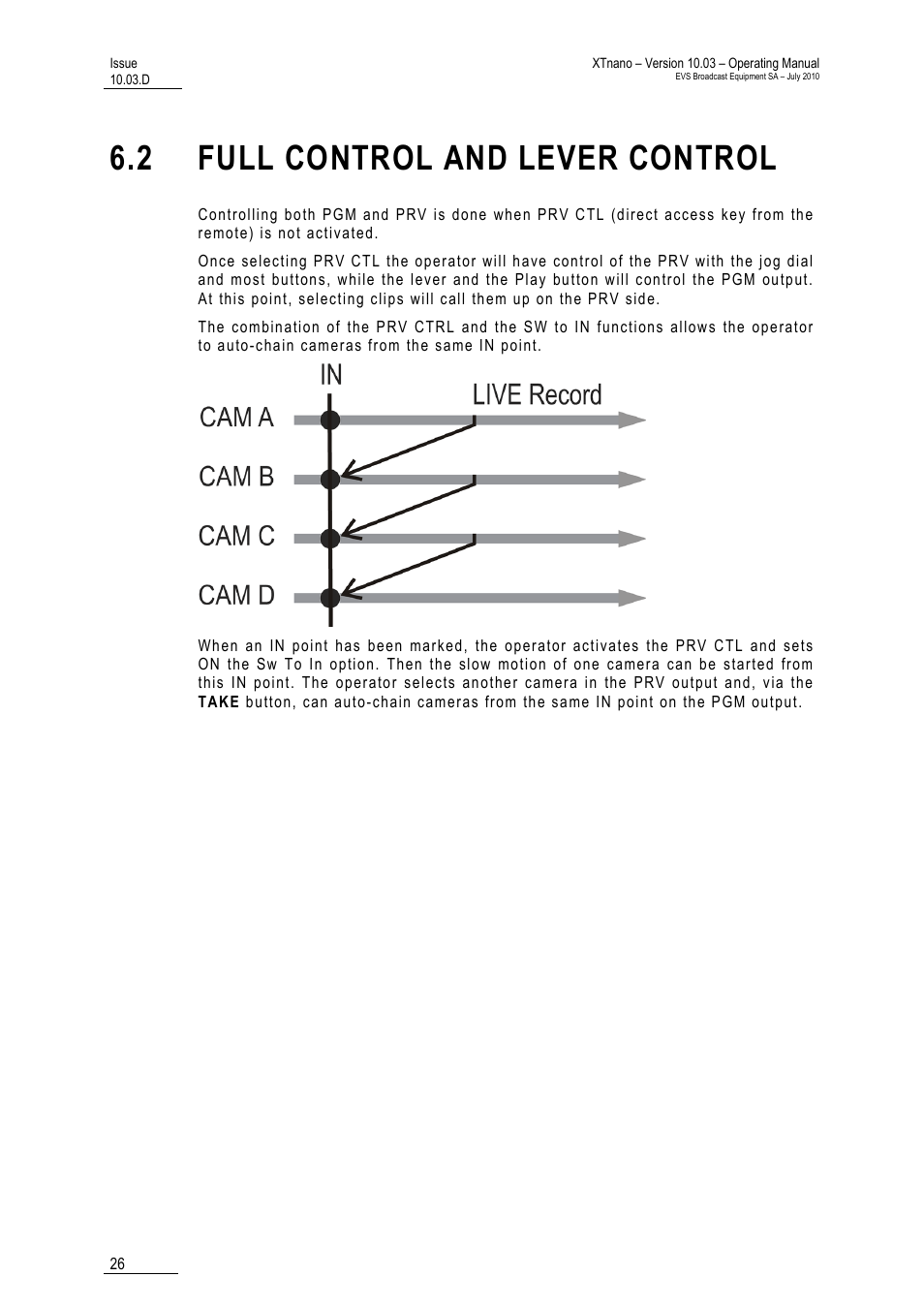 2 full control and lever control, Ntrol | EVS XTnano Version 10.03 - July 2010 Operation Manual User Manual | Page 33 / 100