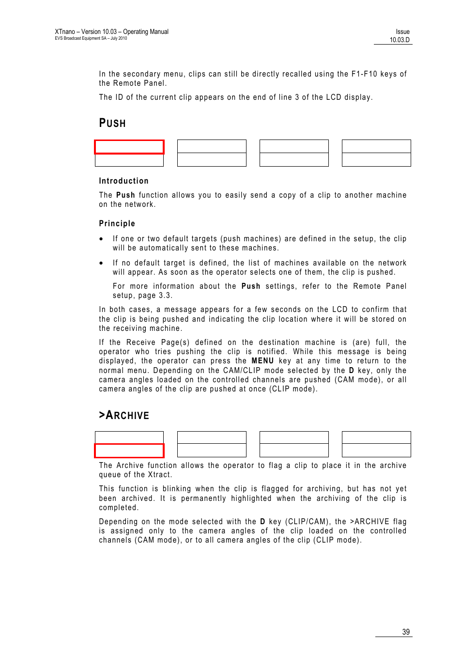 Push, Introduction, Principle | Archive | EVS XTnano Version 10.03 - July 2010 Operation Manual User Manual | Page 46 / 100