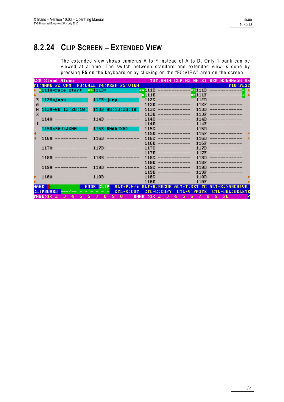 24 clip screen – extended view, 24 ‘clip screen – extended view, 24 c | EVS XTnano Version 10.03 - July 2010 Operation Manual User Manual | Page 58 / 100