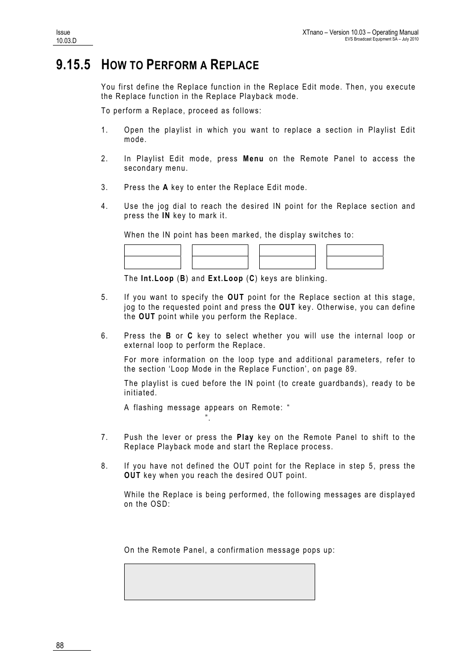 5 how to perform a replace, How to perform a replace, Ow to | Erform a, Eplace | EVS XTnano Version 10.03 - July 2010 Operation Manual User Manual | Page 95 / 100