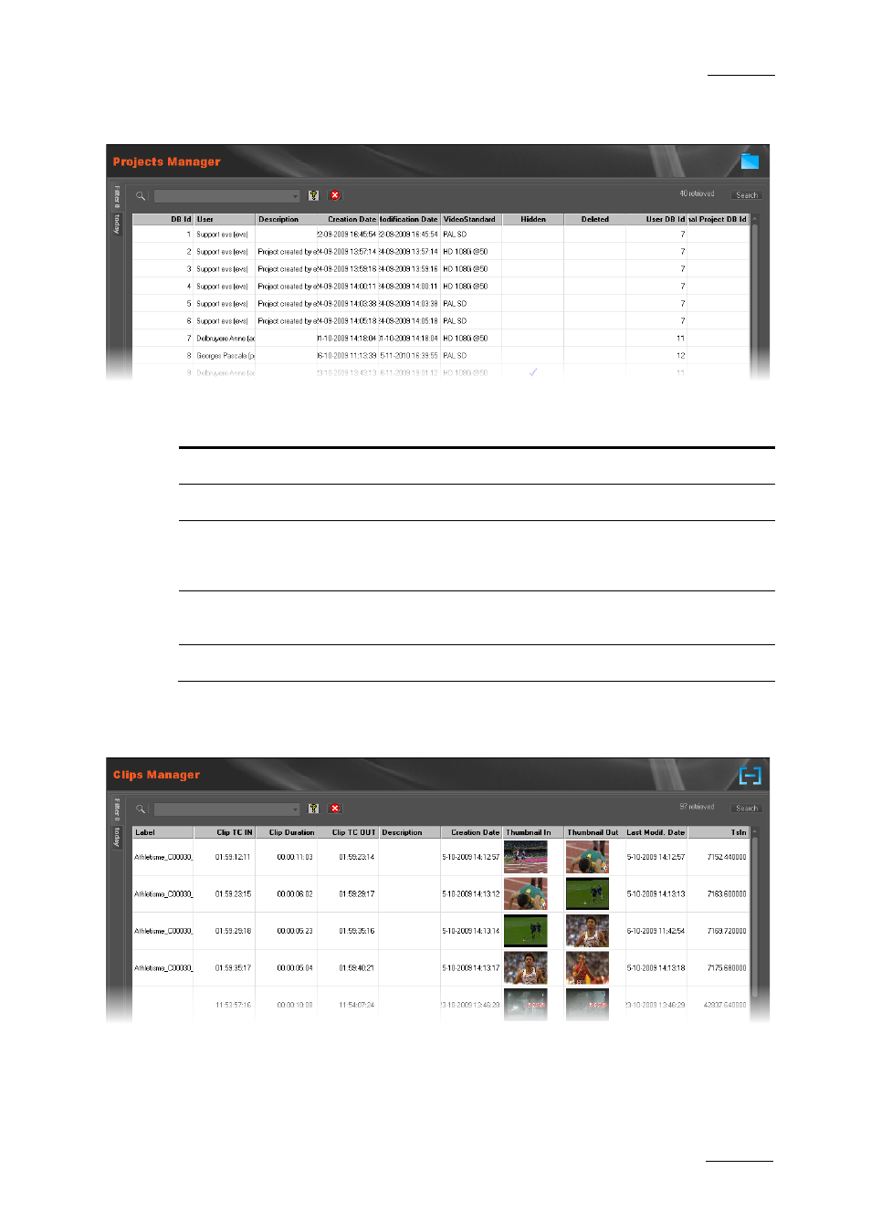 Projects manager, Clips manager | EVS XEDIO Manager Version 4.2 - June 2012 User Manual User Manual | Page 133 / 146