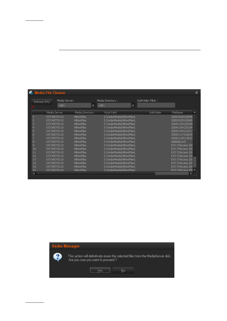 Media file cleaner, Age 134, 12 ‘media file | Cleaner, Ge 134 | EVS XEDIO Manager Version 4.2 - June 2012 User Manual User Manual | Page 144 / 146