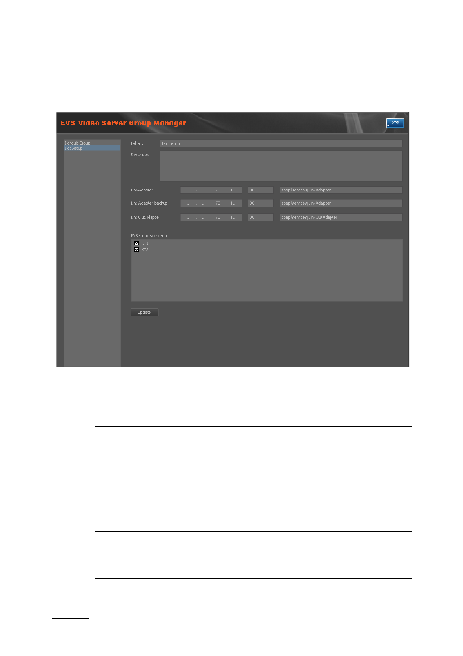 4 evs video server group, Evs video server group | EVS XEDIO Manager Version 4.2 - June 2012 User Manual User Manual | Page 34 / 146