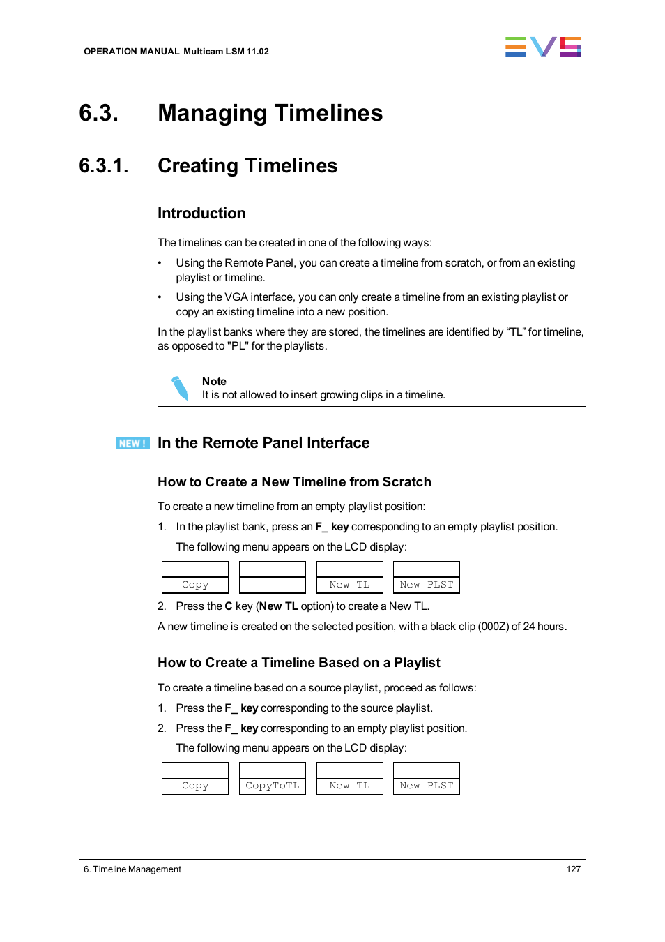 Managing timelines, Creating timelines, Introduction | EVS XT3 MulticamLSM Version 11.02 - July 2013 Operation Manual User Manual | Page 137 / 221